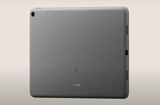 A reverse shot of the Google Pixel Tablet in grey