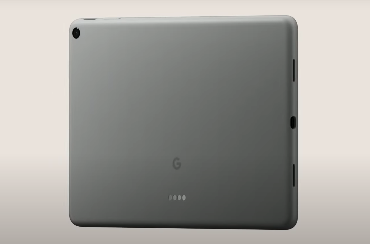 A reverse shot of the Google Pixel Tablet in grey