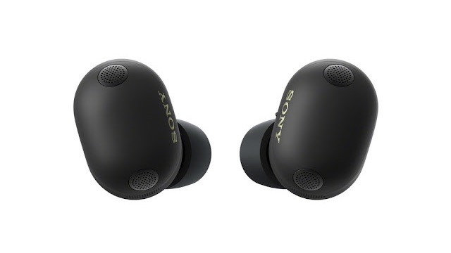 A black pair of Sony WF-1000XM6 wireless earbuds on a white background.