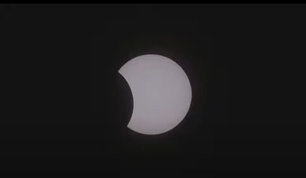 The moon passes in front of the sun in the only total solar eclipse of 2021 in this still from a video captured by Theo Boris and Christian Lockwood of the JM Pasachoff Antarctic Expedition from their observing point in Union Glacier, Antarctica on Dec. 4, 2021.