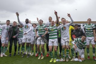 Celtic clinched their eighth successive title with victory at Aberdeen