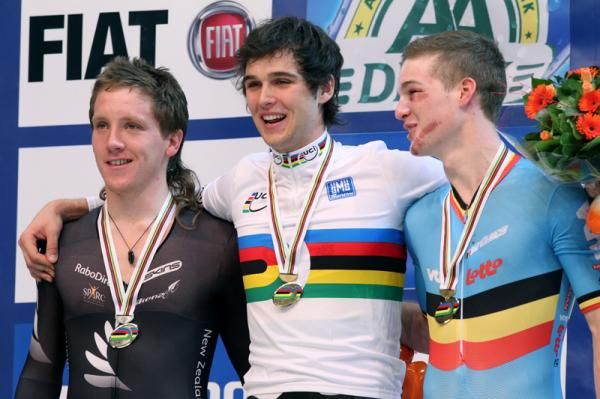 The Omnium podium Archbold, Freiberg and Van Hoecke