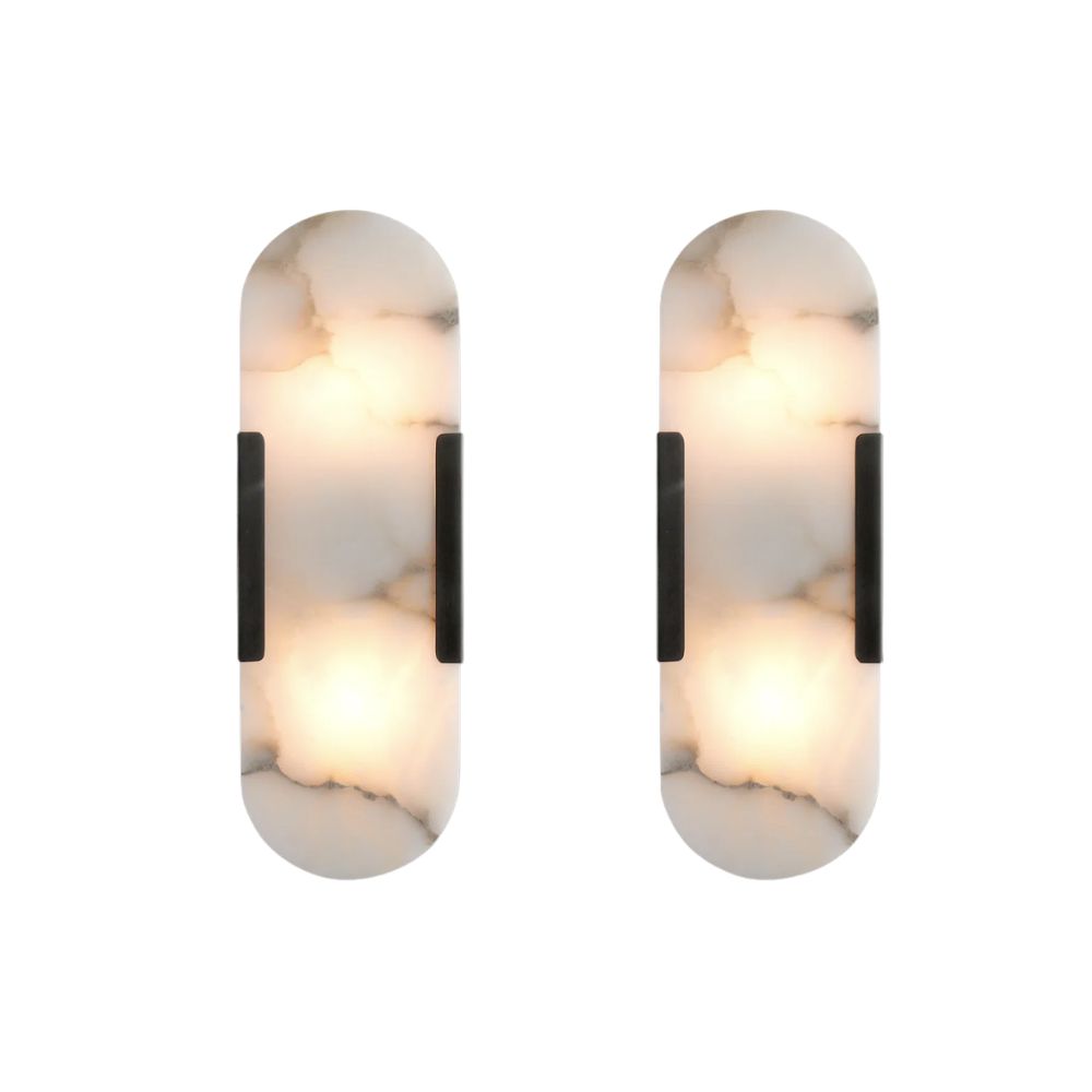 pair of oval marble wall sconces