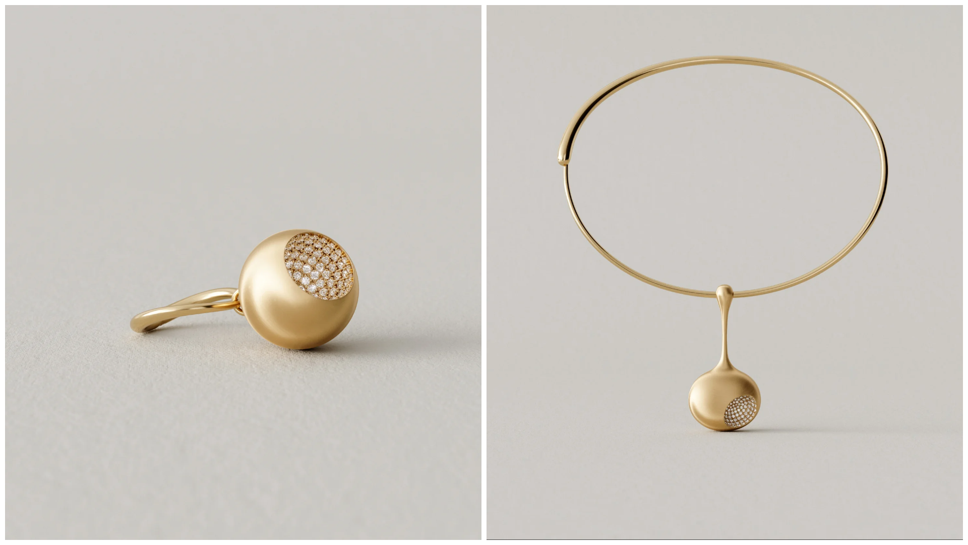 Jacqueline Rabun Cave jewellery in yellow gold with diamonds