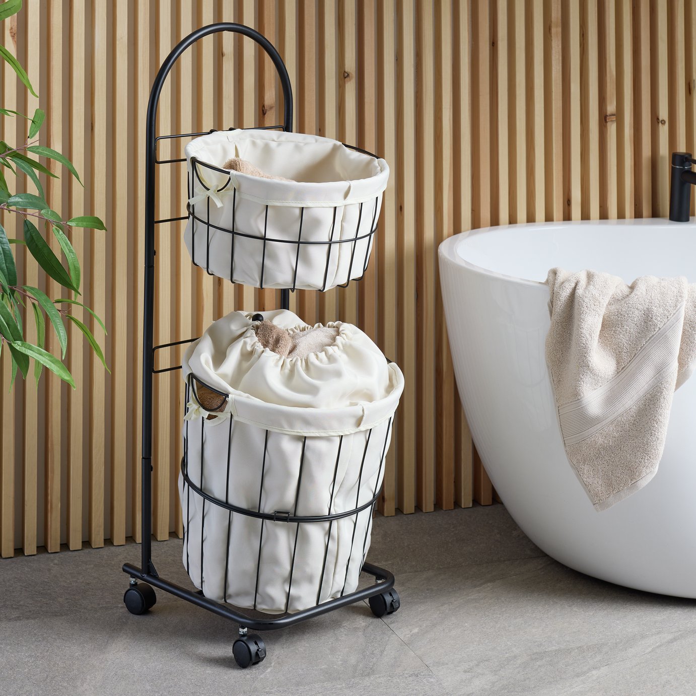 Argos Home 37 Litre Laundry Basket Trolley - Black