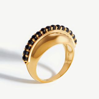 Dome Gemstone Ring | 18ct Gold Plated/black Onyx