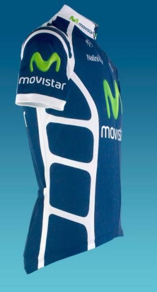 Some white accents break up the deep blue background of Team Movistar's 2011 kit