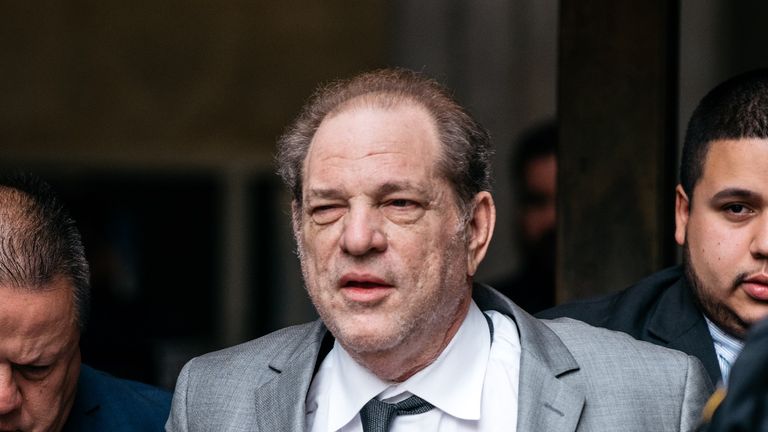 NEW YORK, NY - DECEMBER 06: Harvey Weinstein leaves New York City Criminal Court after a bail hearing on December 6, 2019 in New York City. The Oscar-winning producer appeared in court for a proceeding to evaluate his bail in part of reforms set to take effect Jan. 1 throughout New York State. (Photo by Scott Heins/Getty Images)
