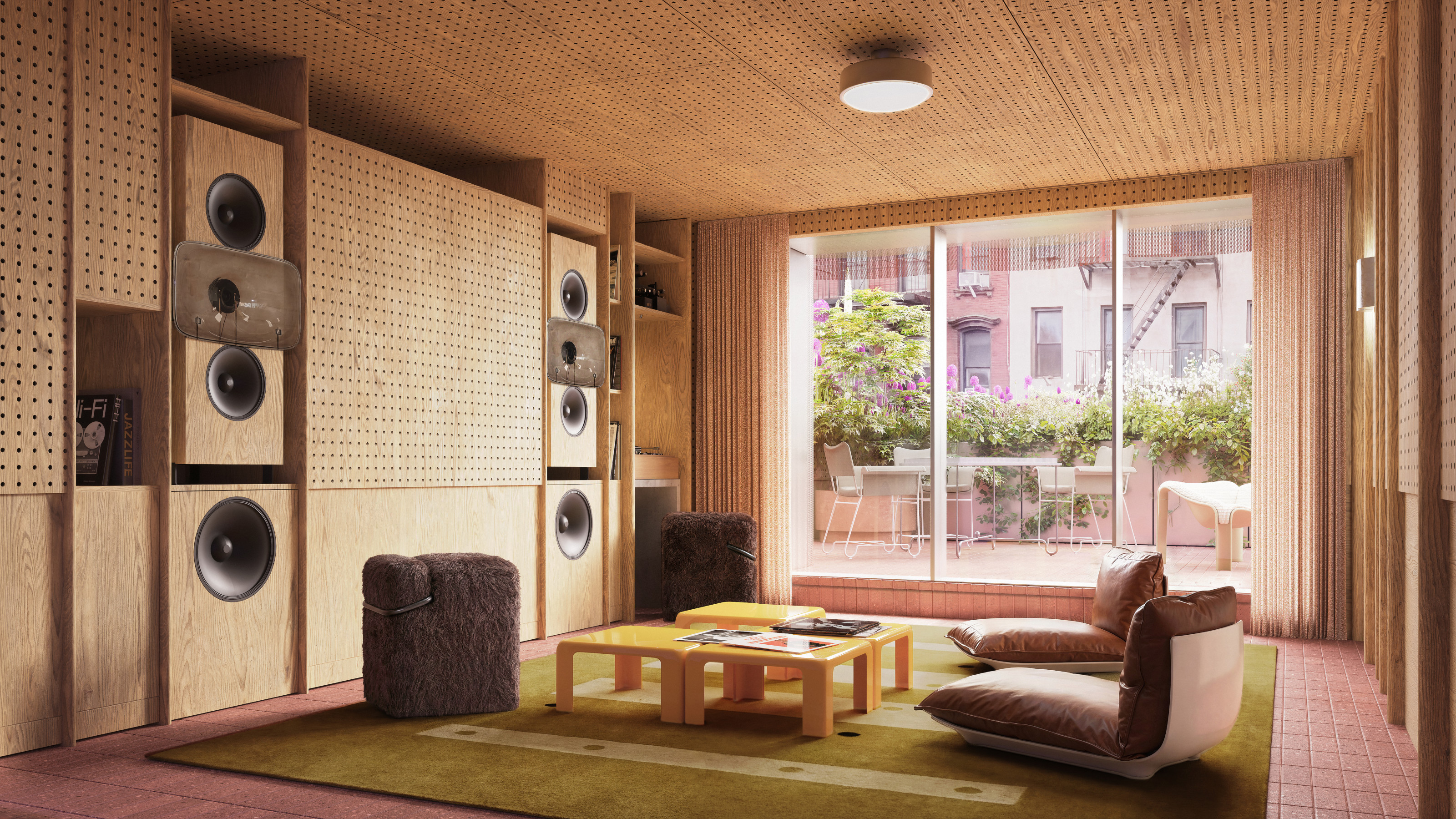 A render of the fourth floor Suite 48 listening room