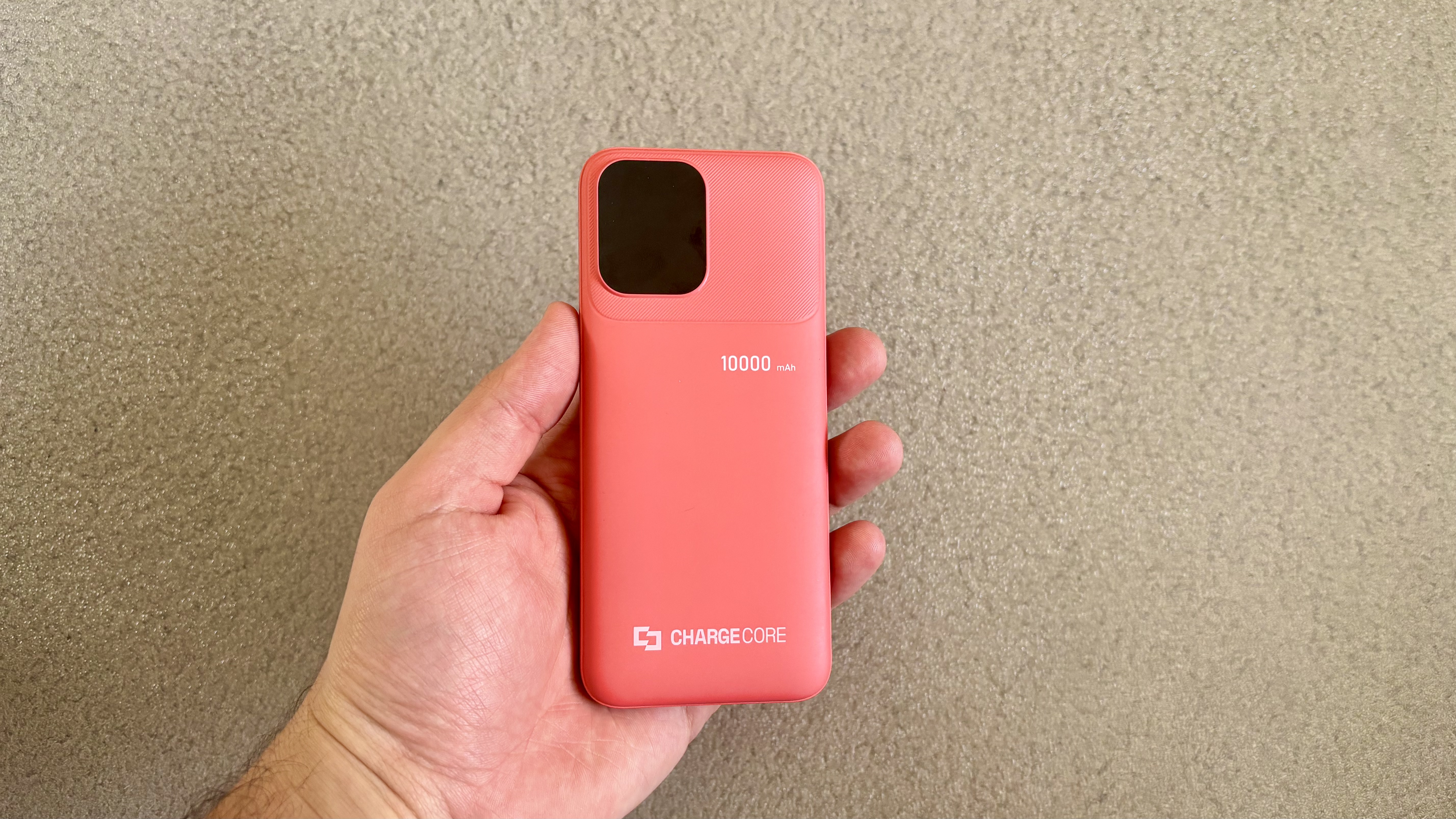 Laser ChargeCore SafeCharge power bank being held