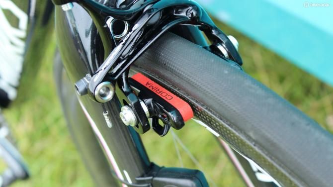 Nibali's Corima pads look quite similar to the unmarked pads on Yuri Trofimov's Canyon Aeroad CF SLX