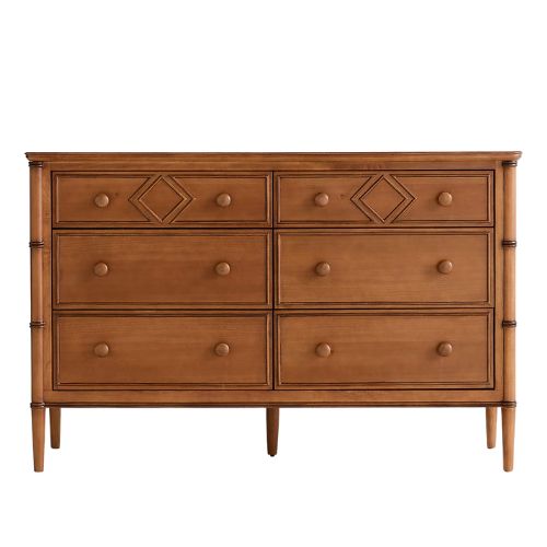 Crate &amp;amp; Kids, Crosby Antique Amber Wood Wide 6-Drawer Kids Dresser