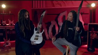 Korn's Brian 'Head' Welch and James 'Munky' Shaffer show off their new Ibanez signature 7-strings