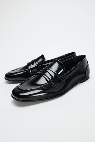 Zara, Faux Patent Leather Penny Loafers