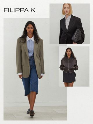 One of the best scandinavian clothing brands, Filippa K is shown in a collage of images with models wearing winter clothing from the brand