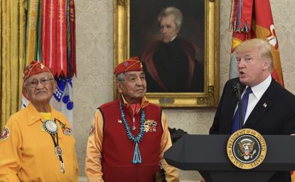 Donald Trump meets with Native Americans who served in World War II.