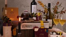 Food gift basket: Selfridges Christmas hamper on display