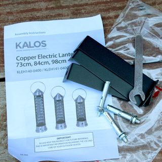 The Kettler Kalos copper lantern patio heater brackets and mini wrench