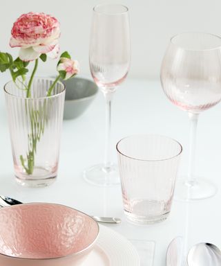 kitchen wine glasses flower on glass