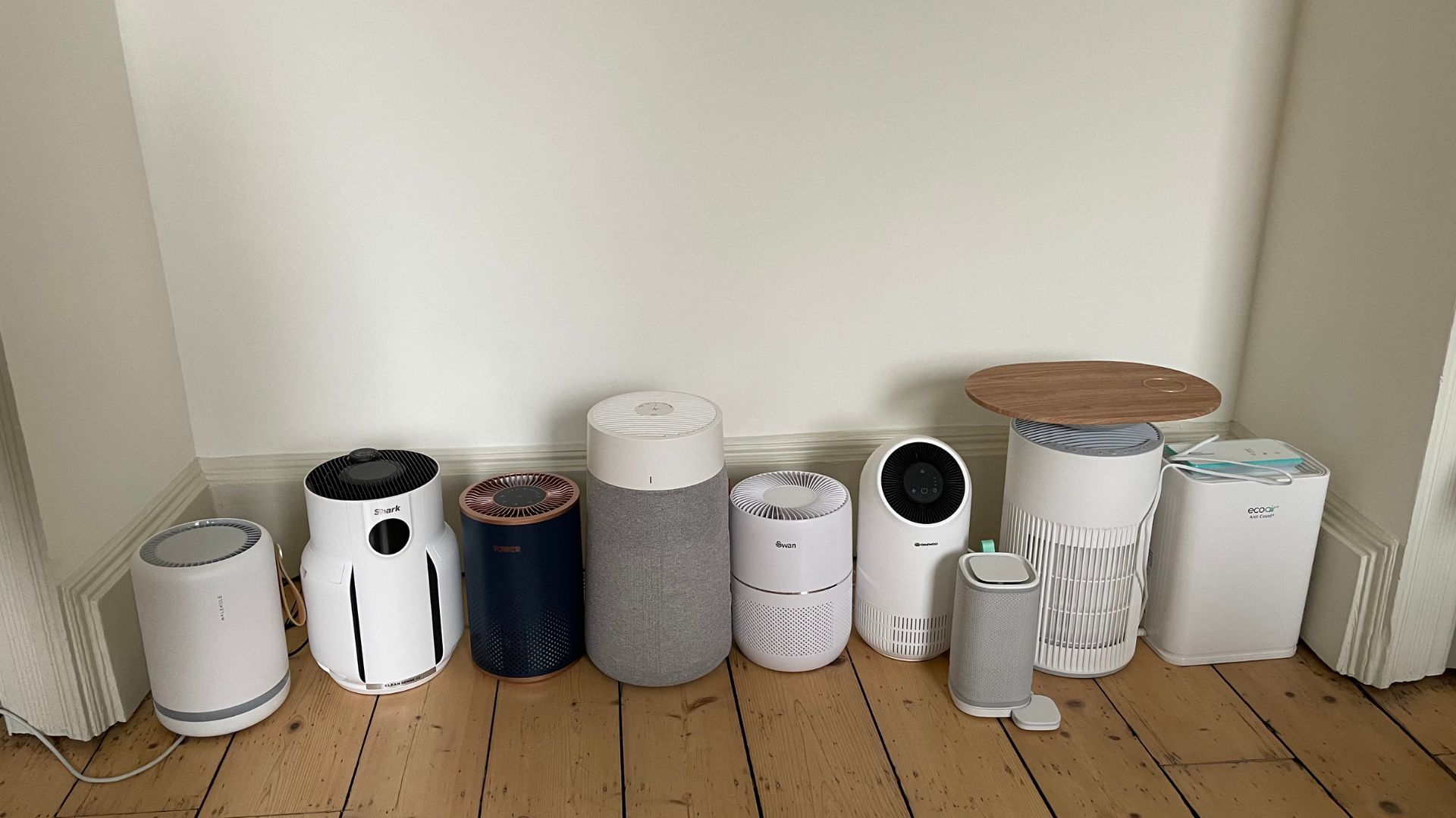 Tower Air Purifier being tested alongside all the best air purifiers