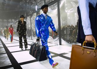 A model of Gucci in Milan fashion fashion week