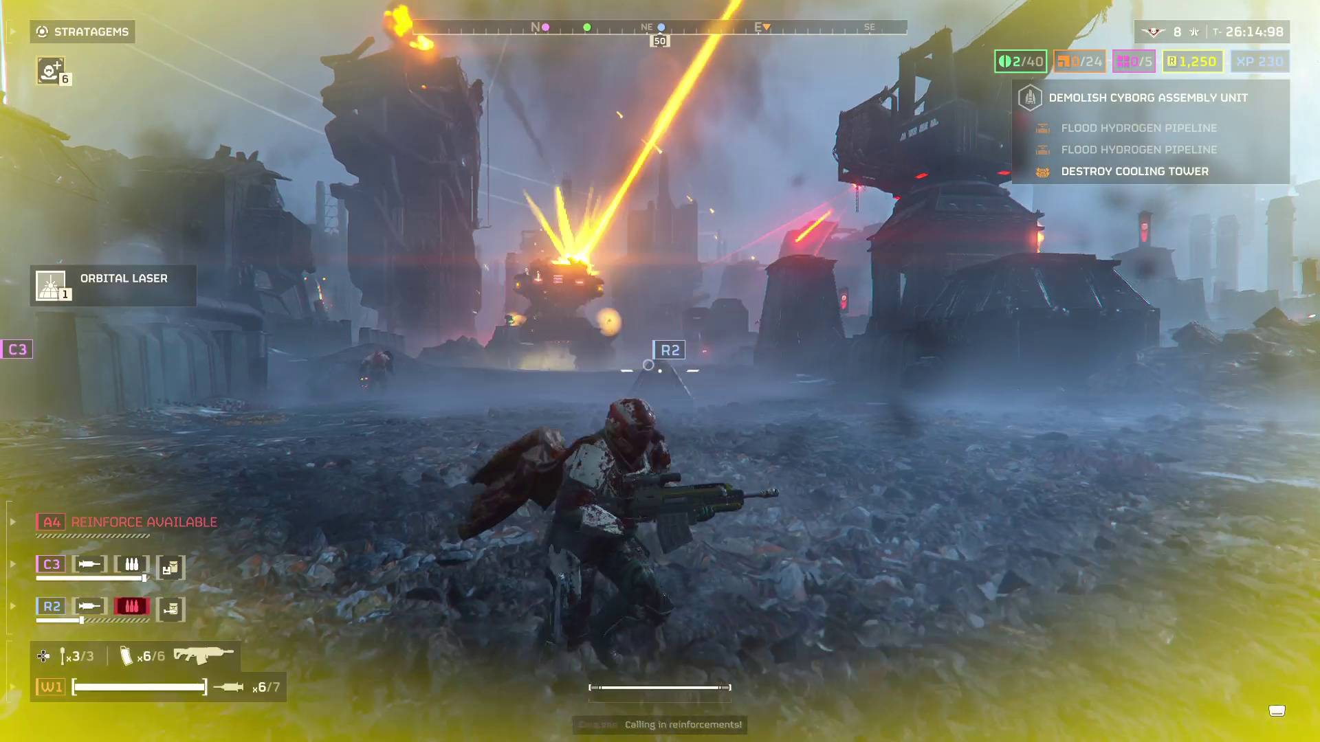 Helldivers 2 Vox Engine getting hit by orbital laser