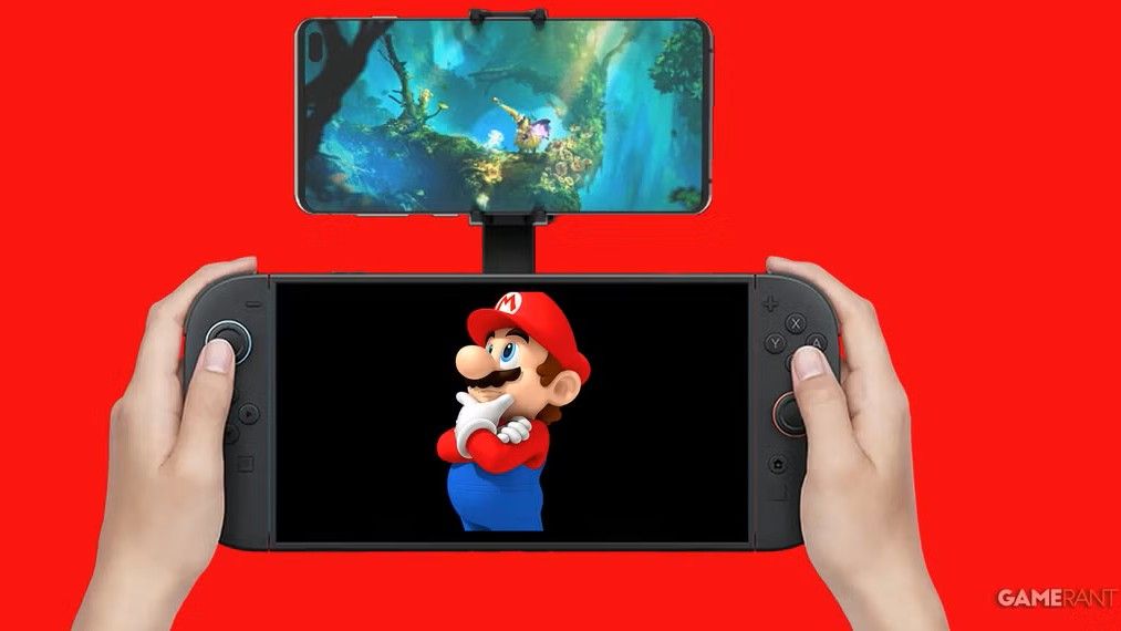 A smartphone attached to the Switch 2