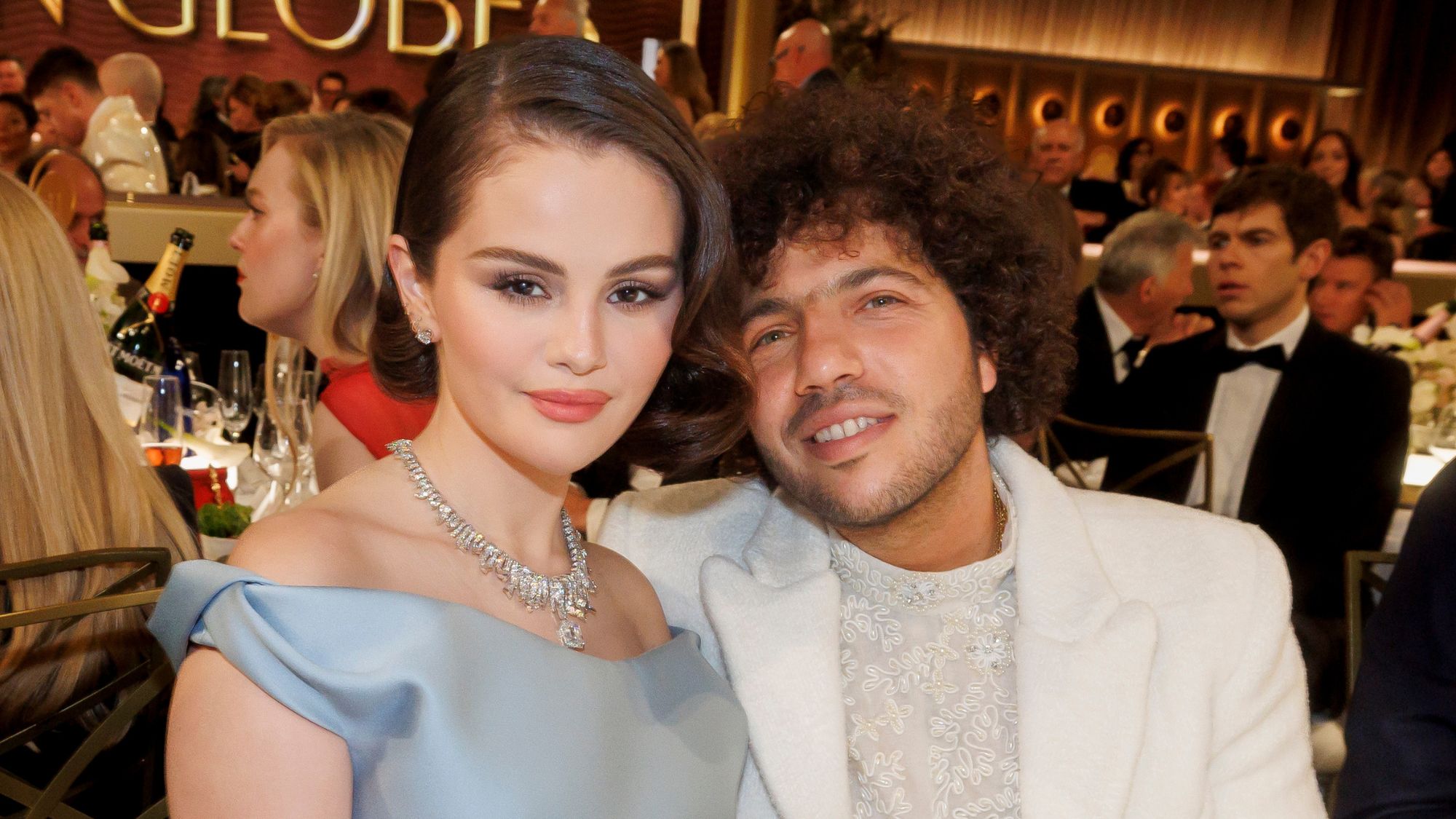 Selena Gomez and Benny Blanco attend the Golden Globes