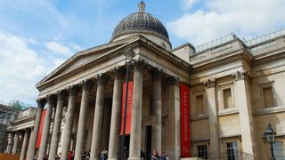 An exterior shot of The National Gallery in London, UK