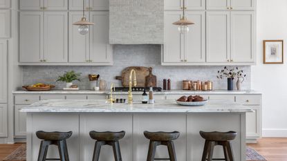 gray kitchen with island