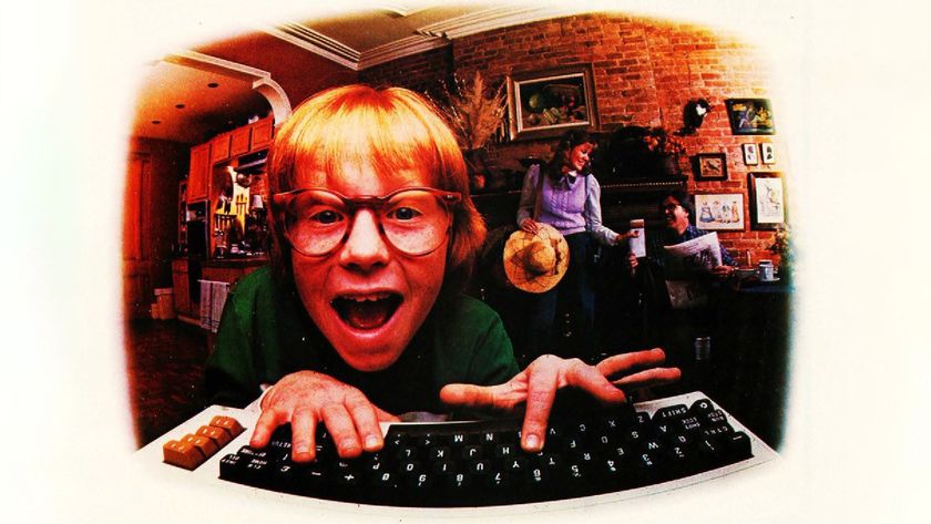 Compuserve ad of a kid looking into the computer screen