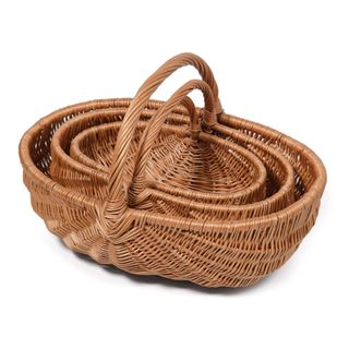 A wicker gardening basket