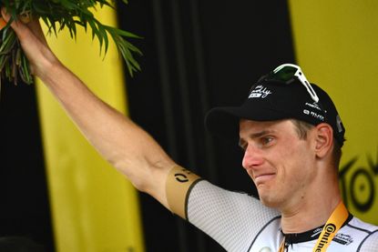 Matej Mohoric after winning stage 19 of the 2023 Tour de France