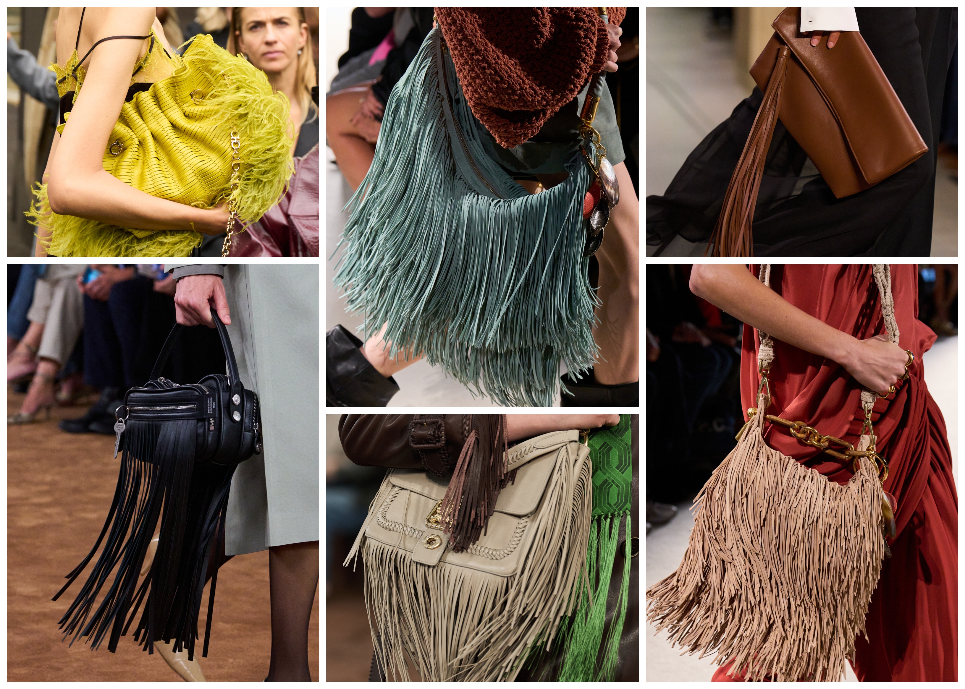 bag trends on the spring 2026 runways of ferragamo, acne studios, balmain, burberry, and Michael Kors