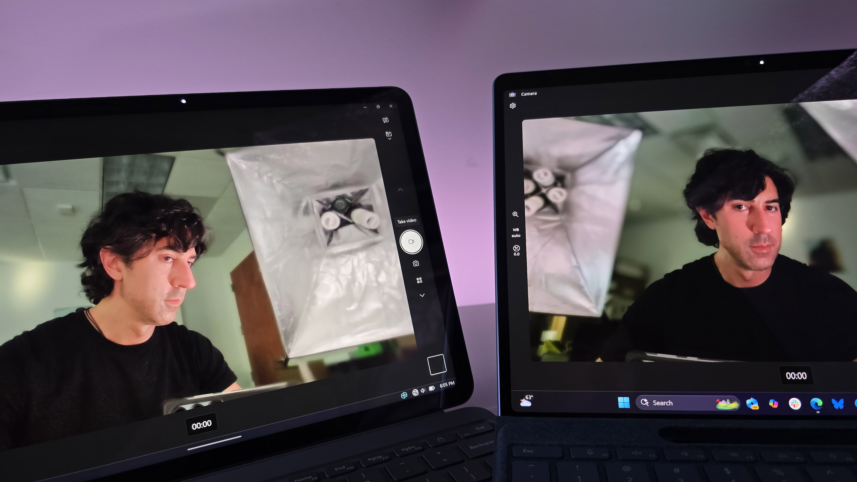 (Left) Surface Pro 12-inch webcam vs Surface Pro 11's higher res one (Right).
