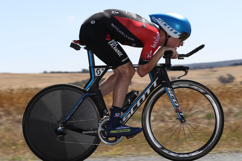 Samuel Jenner (Mitchelton-BikeExchange) stays low