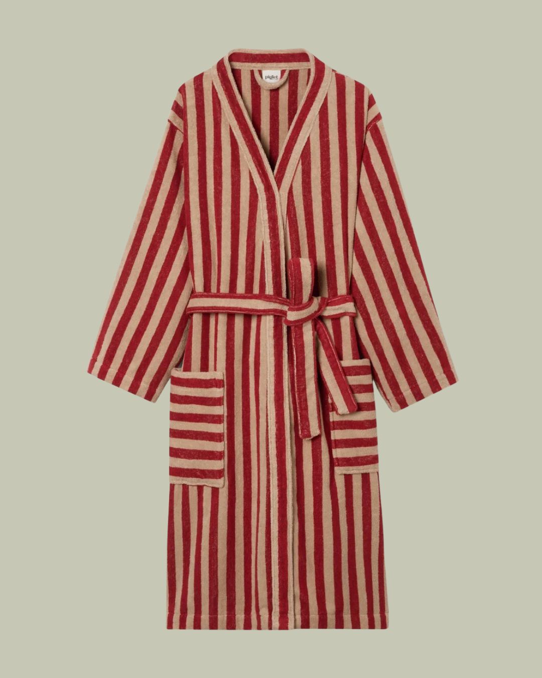 Sandstone Red Pembroke Stripe Cotton Robe.