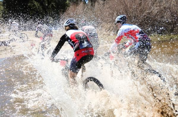 Riders cross a deep stream at the Sage Brush Safari in 2011