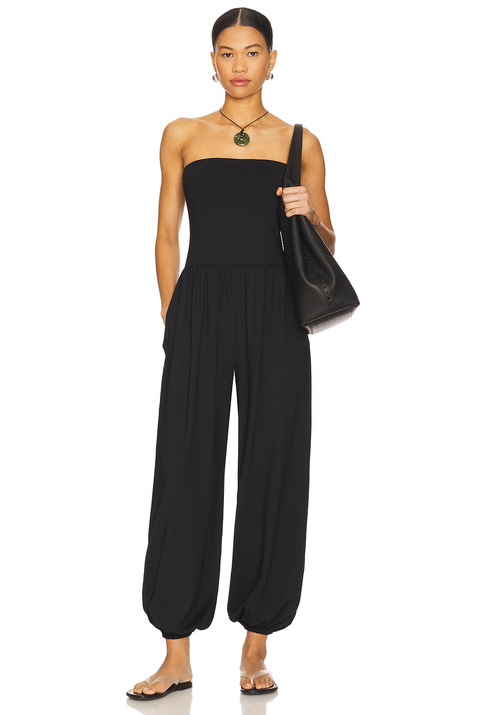 Tube Gathered Ankle Jumpsuit