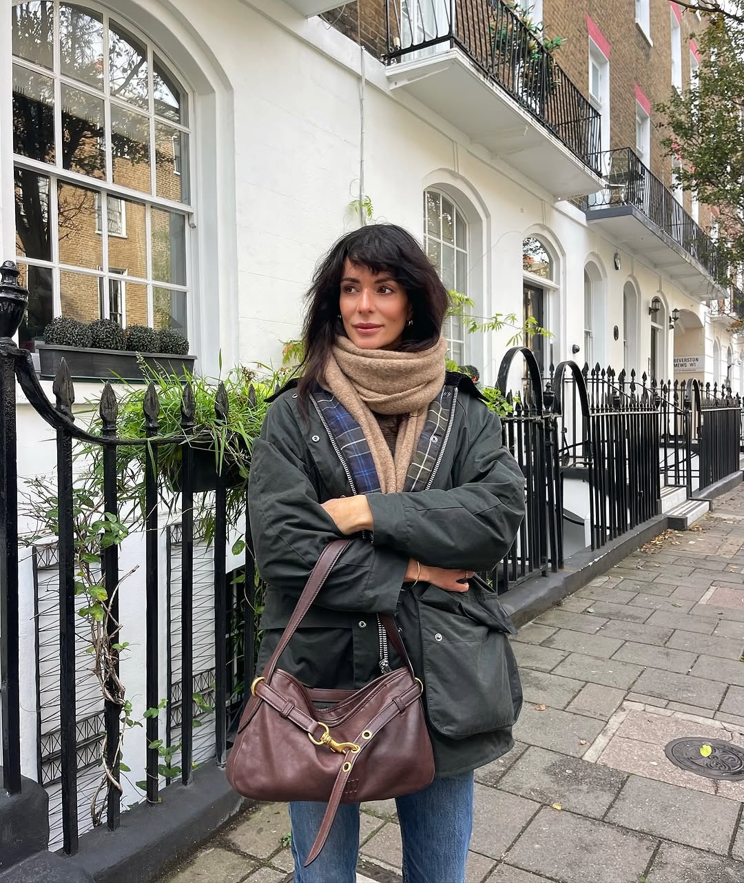 woman wearing winter scarf outfit 2025