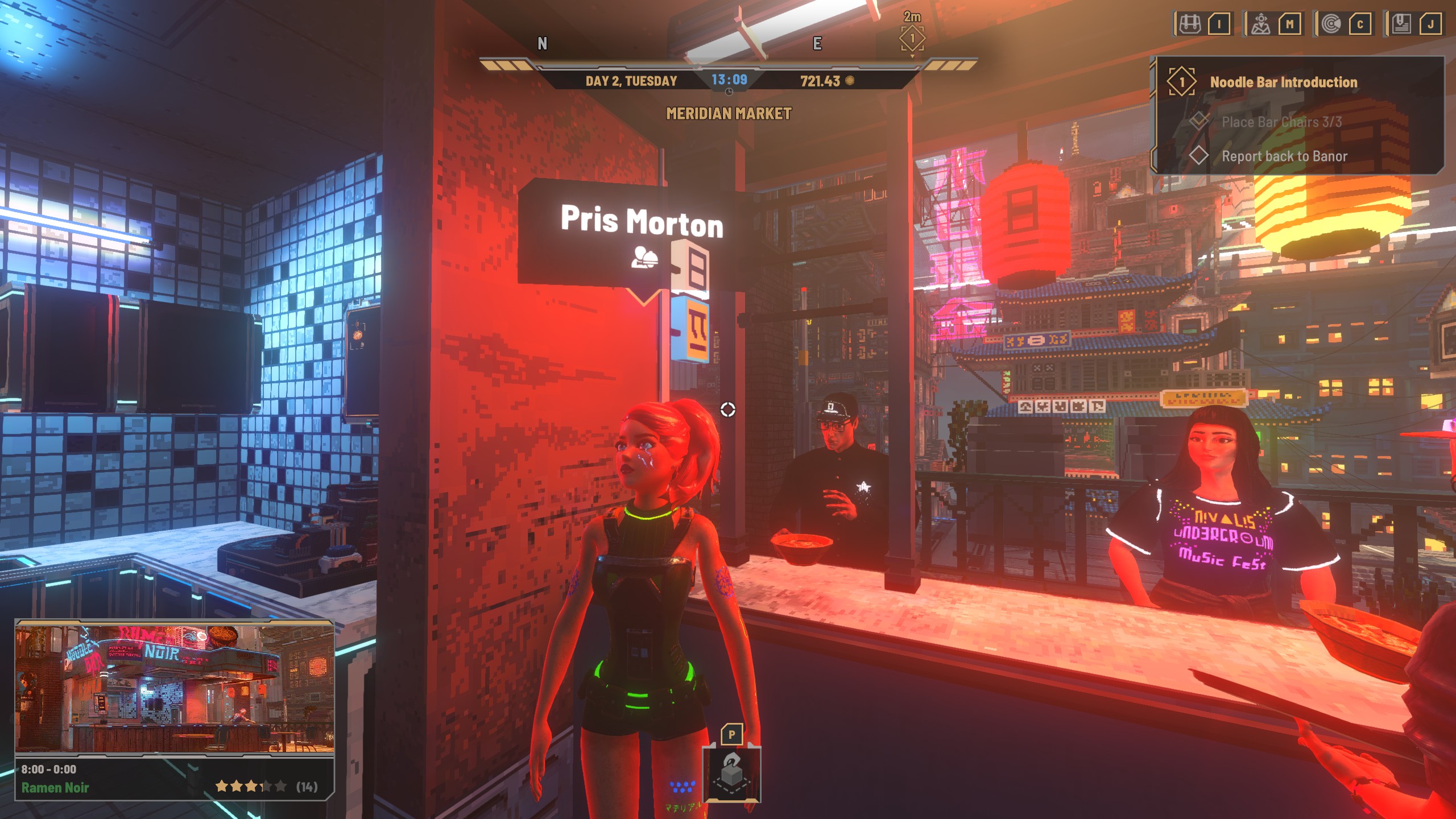 Nivalis Nights - a server named Pris Morton at Ramen Noir serving soup