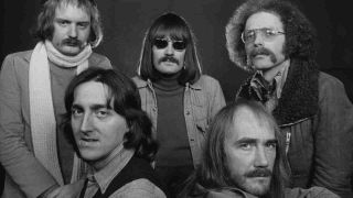 Canterbury Scene band Soft Machine posing for a photograph in 1975