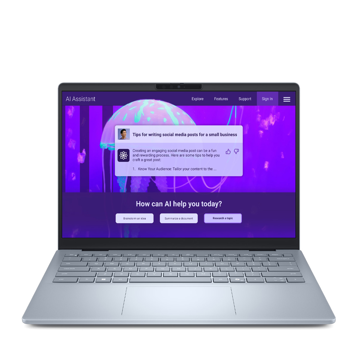 A Dell laptop against a white background