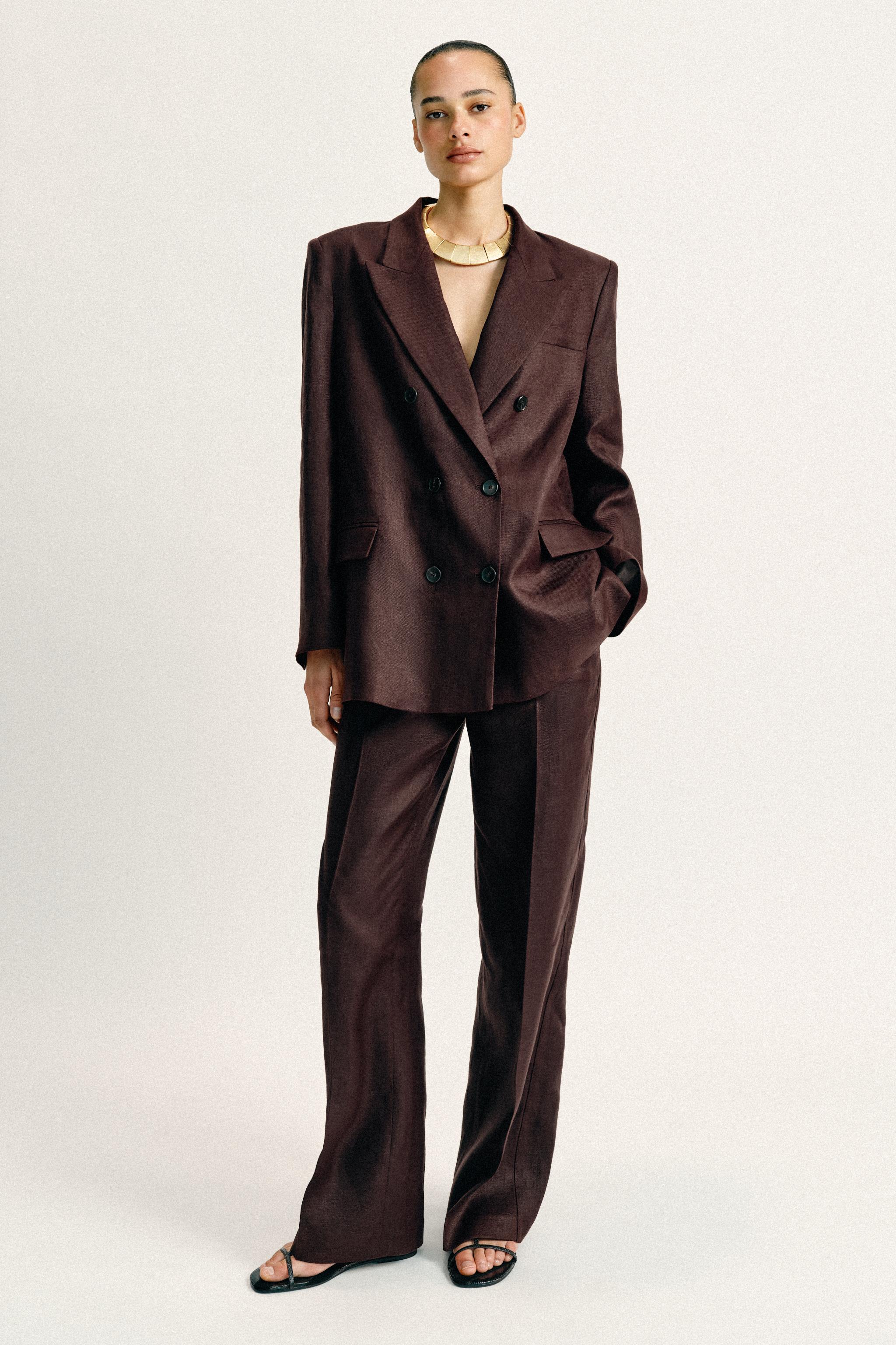 100% Linen Straight Trousers