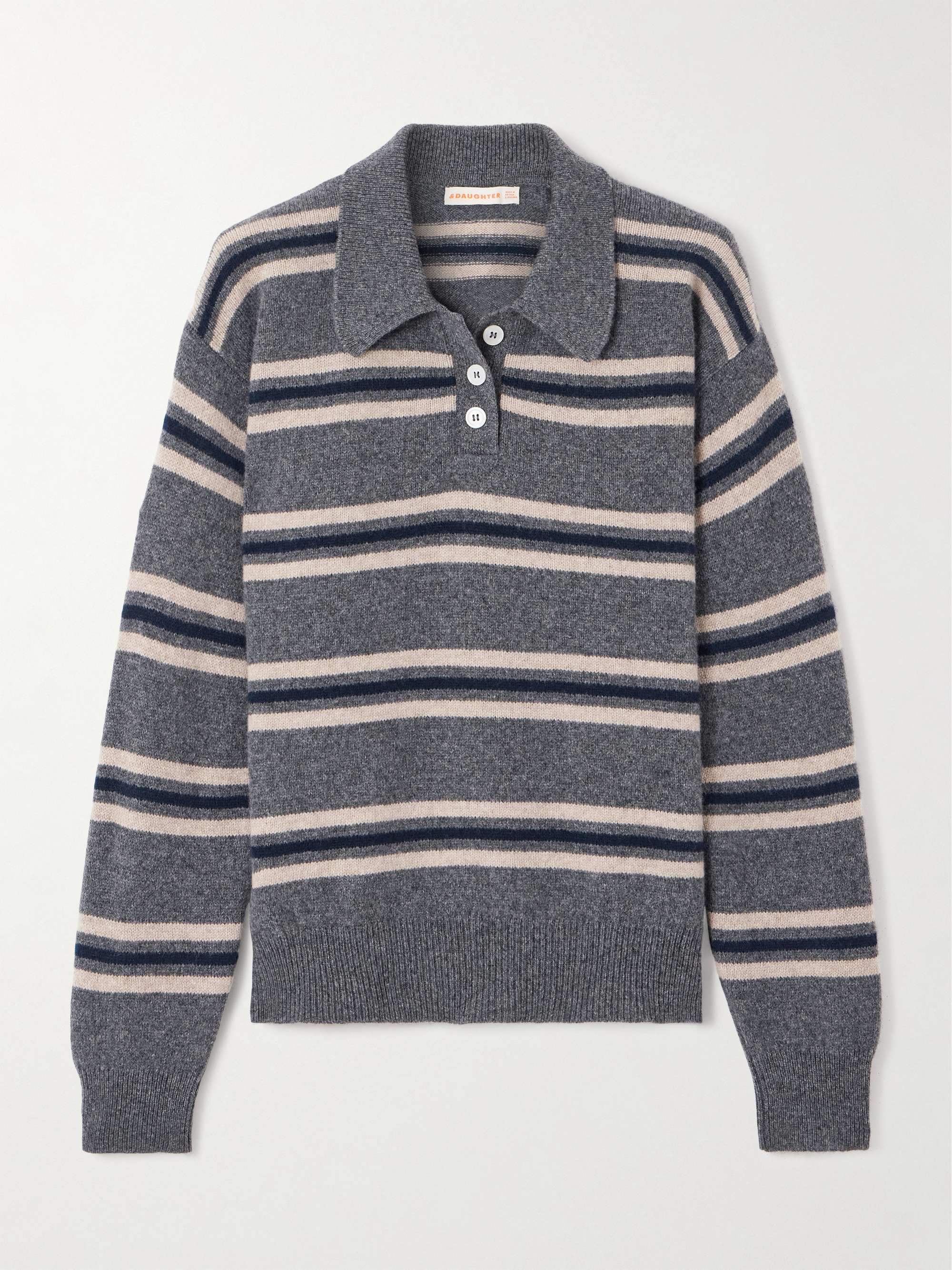 Edith Striped Wool Polo Sweater