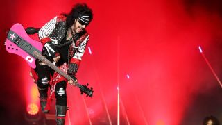 Nikki Sixx of Mötley Crüe performs at GIANTS Stadium on November 11, 2023 in Sydney, Australia.