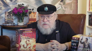 george r.r. martin during an interview with the independent
