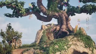 Image of a bonsai from a demo scene of Nvidia RTX Mega Geometry