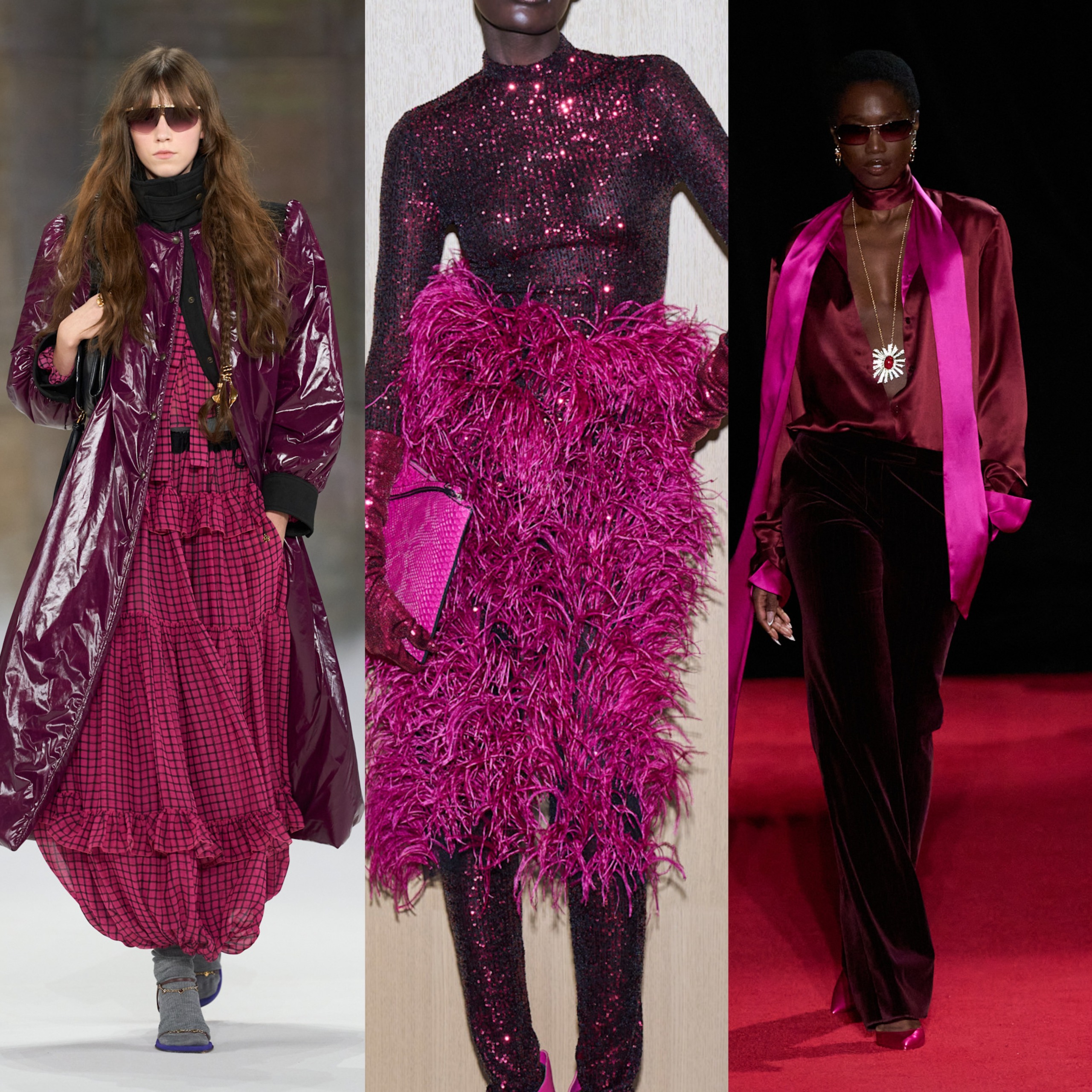 collage of fuchsia on the fall 2026 runways 