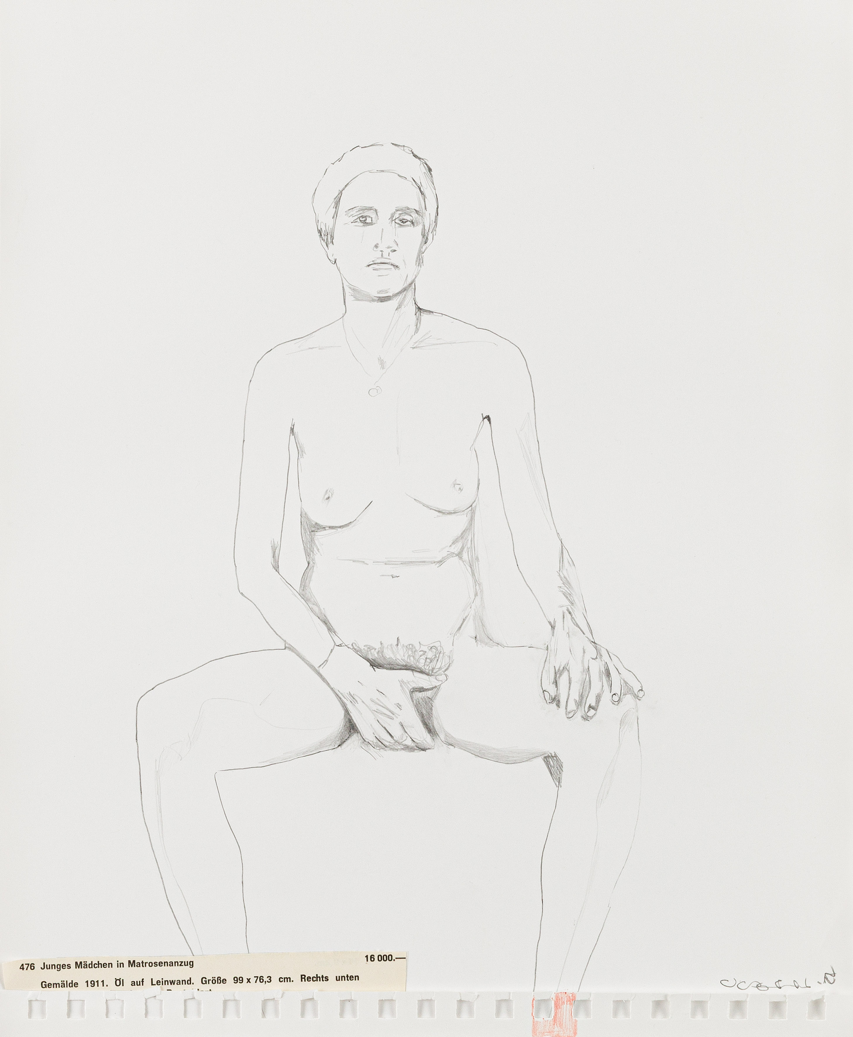 drawings of a male nude by Collier Schorr